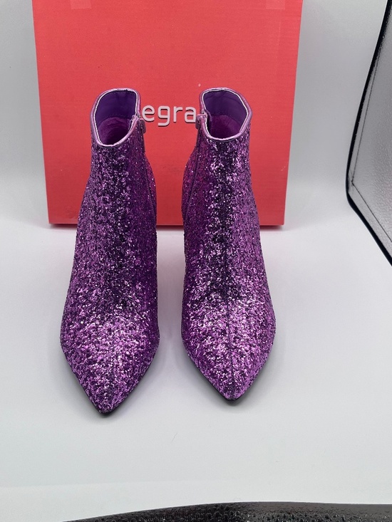 Allegra K purple glitter kitten heel ankle boot, size 7M - Picture 1 of 7
